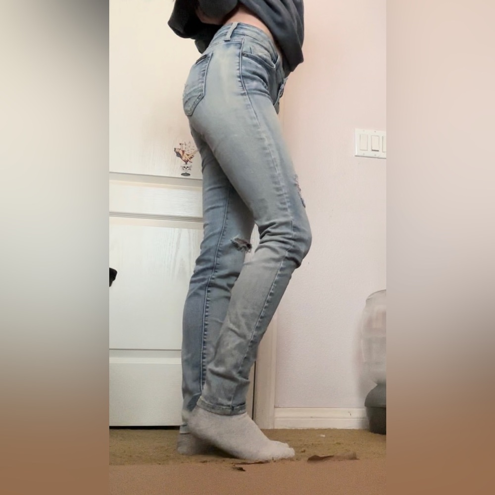 light wash distressed denim